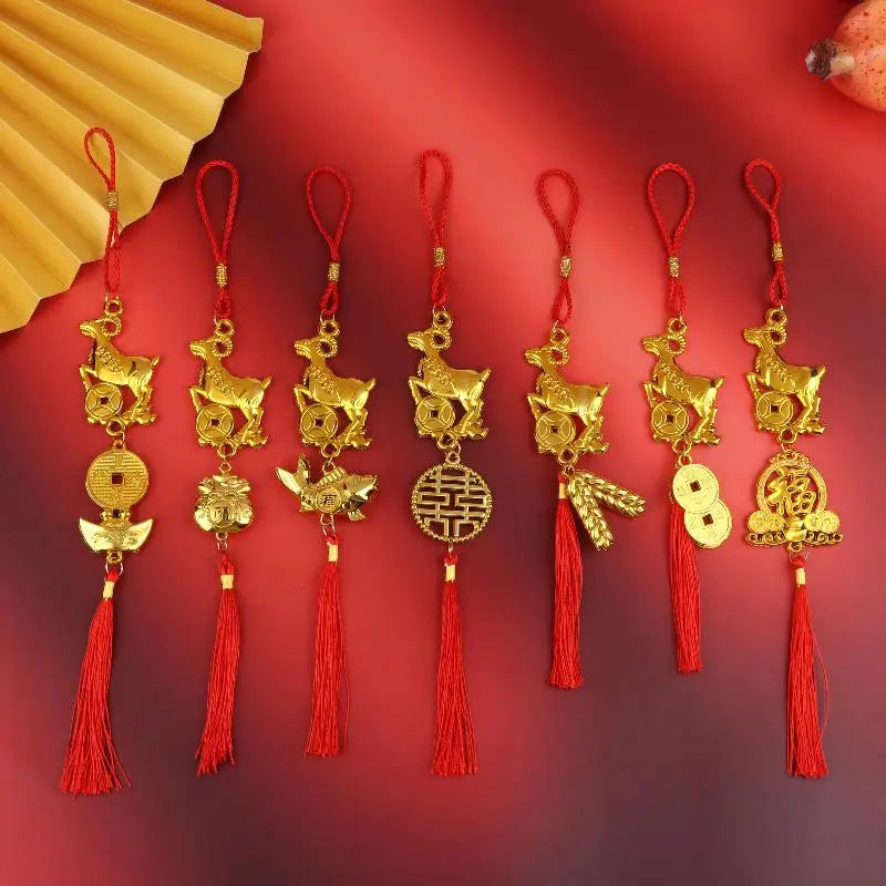 Chinese New Year 2027 Goat Lucky Tassel Hanging Ornament Holiday Hanging Ornament PLUSH