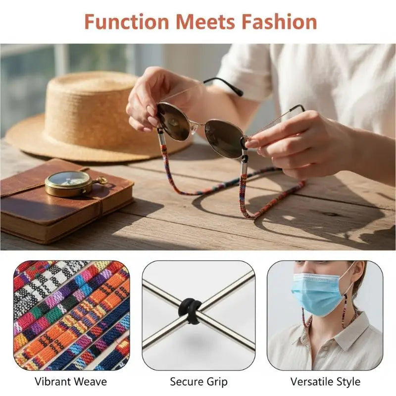 Ethnic Woven Glasses Neck Strap – Non-Slip Eyewear Lanyard Eyewear Neck Strap PLUSH