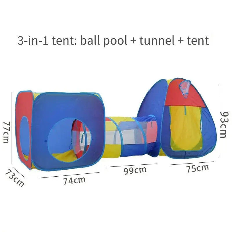 Kids 3-in-1 Play Tent Tunnel Ball Pool – Indoor Outdoor Toy Kids Play Tent PLUSH
