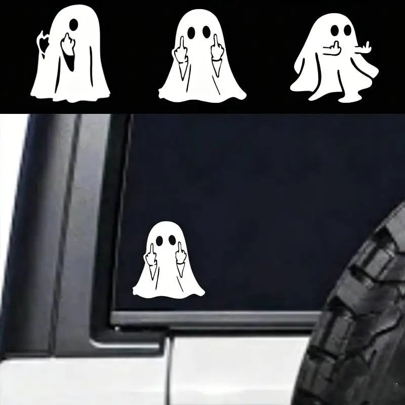 Funny Ghost Middle Finger Car Sticker – Waterproof PVC Decal Car Decal Sticker PLUSH