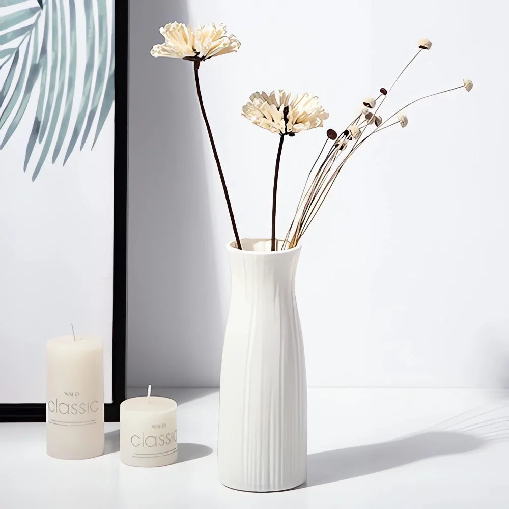 Nordic Plastic Vase – Modern Flower Pot for Home Décor Decorative Vase PLUSH A
