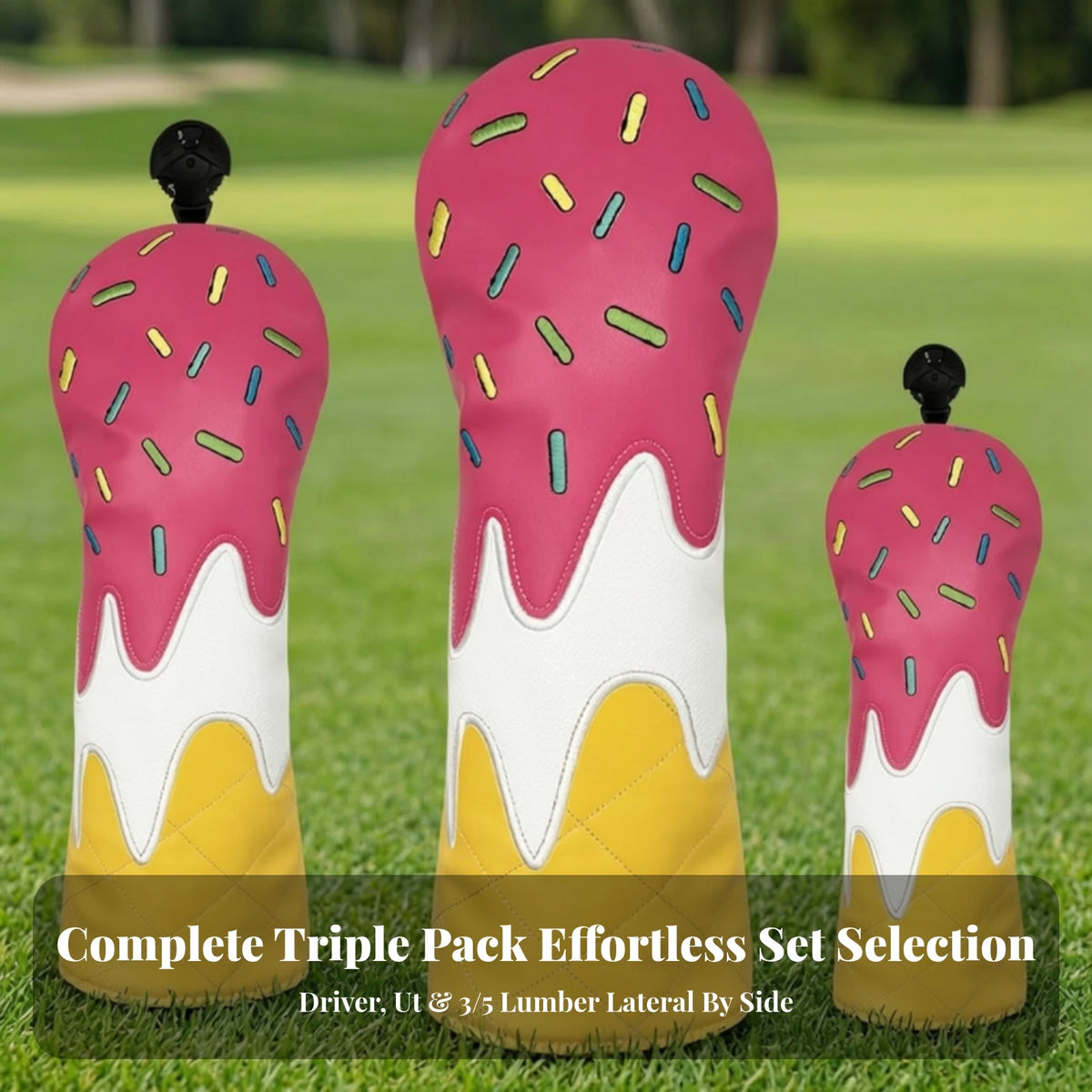 Stylish PU Golf Club Headcover – Fun Dessert Design Golf Club Headcover PLUSH