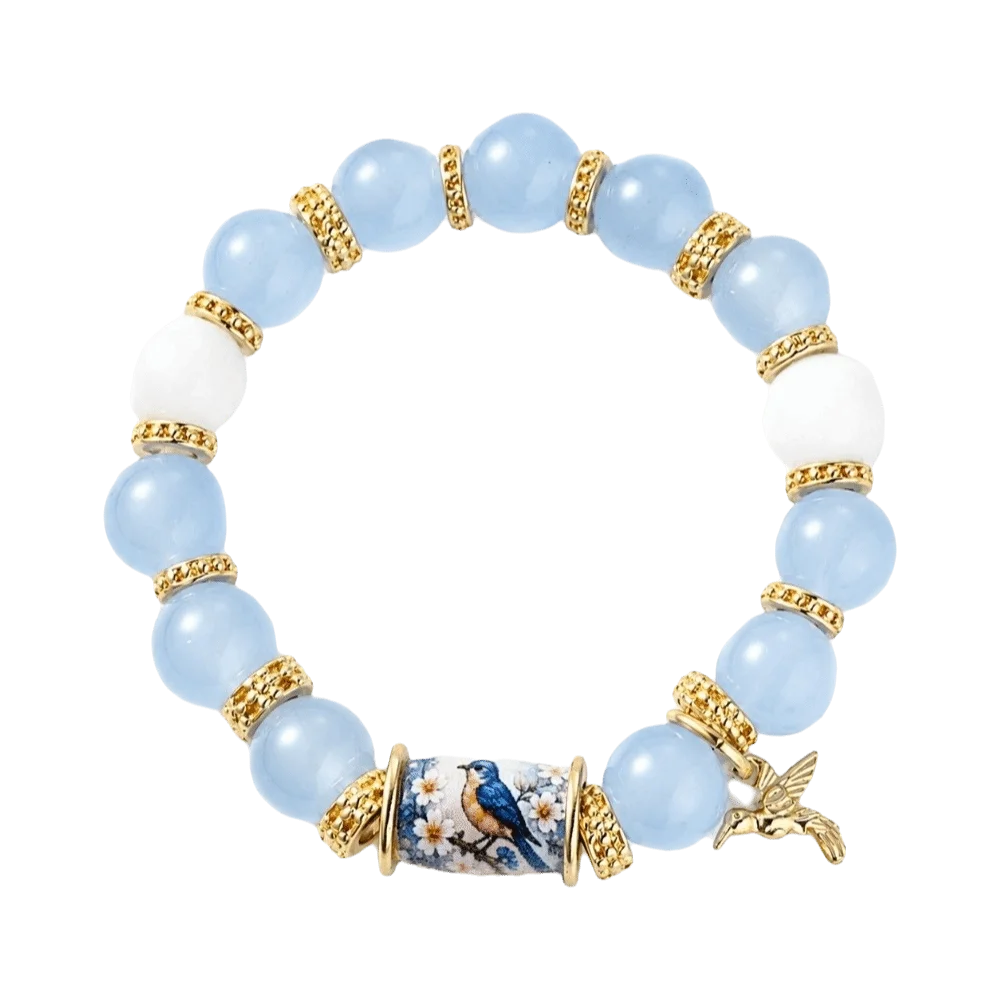 Hummingbird Butterfly Bee Sunflower Beaded Bracelet Women Beaded Bracelet PLUSH Blue Bird