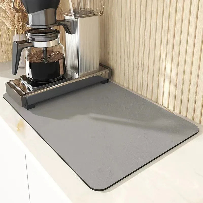 Super Absorbent Diatomite Dish Drying Mat | Non-Slip Kitchen Pad Dish Drying Mat PLUSH Grey 20x30cm