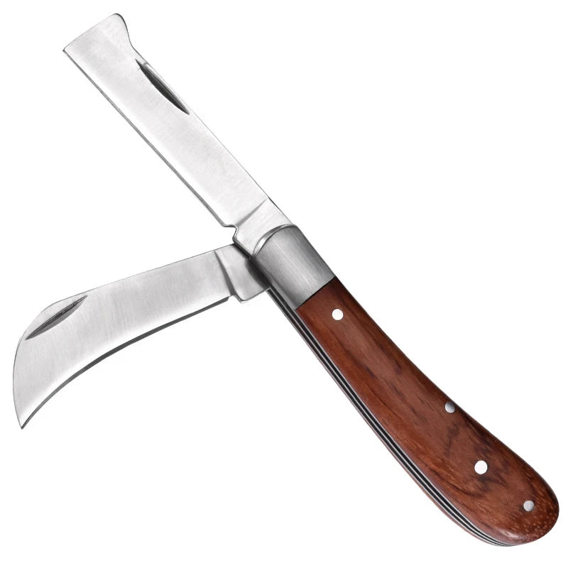 Stainless Steel Folding Grafting Knife Wooden Handle – KOQZM Folding Pocket Knife PLUSH style 3