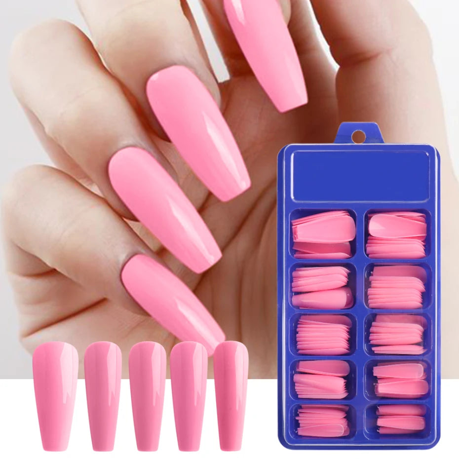 100pcs Coffin Press On Nails – Acrylic Nail Extension Kit Press On Nail Tips PLUSH 1895-50