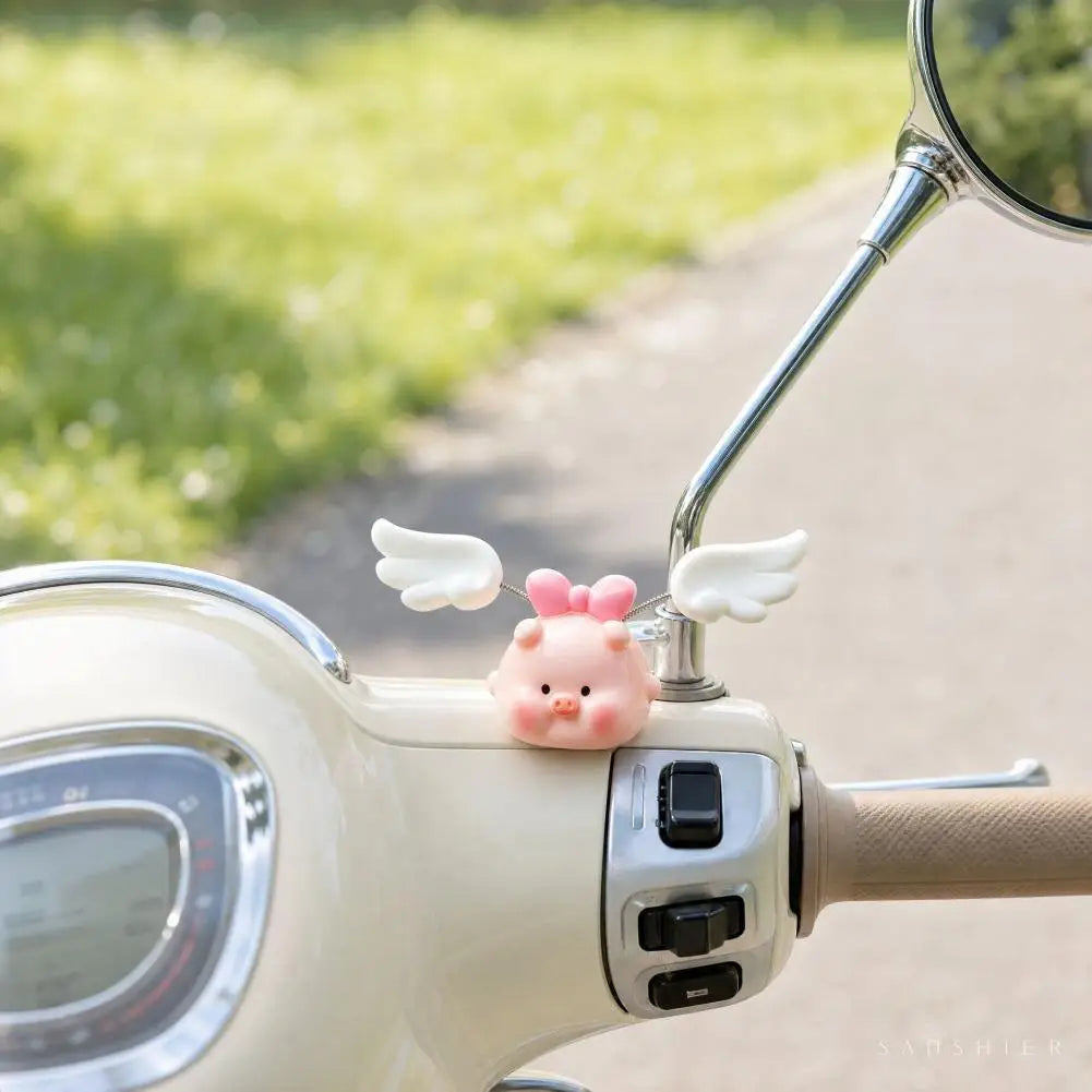 Pink Pig Resin Handlebar Ornament – Cute Scooter Decoration Vehicle Handlebar Ornament PLUSH