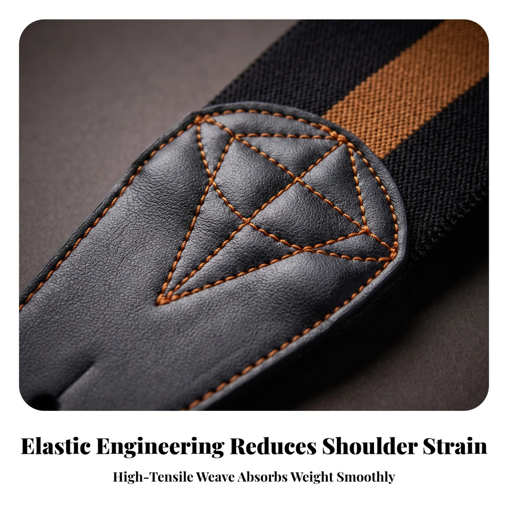 Elastic Guitar Strap with Leather Ends | Adjustable 141–220cm Guitar Strap PLUSH