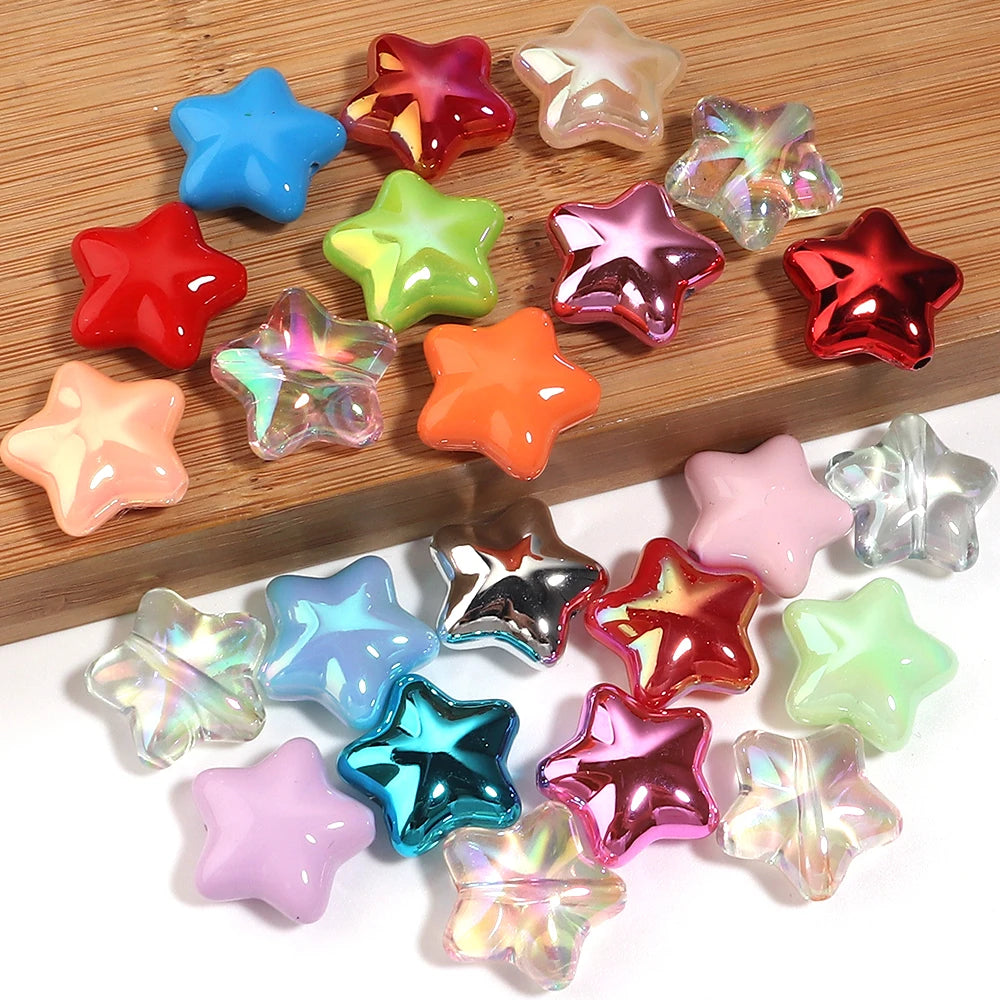 10pcs 20mm Star Acrylic Spacer Beads – Multicolor DIY Jewelry Acrylic Spacer Beads PLUSH