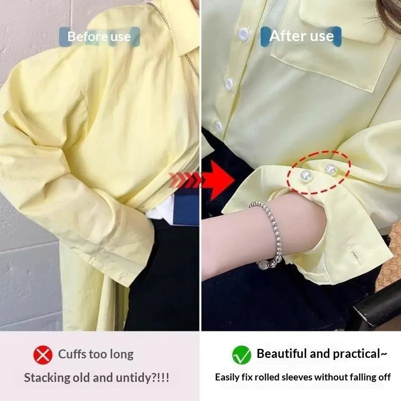 Pearl Sleeve Clips 2-Pack | Non-Slip Fashion Fasteners Sleeve Clip Brooch PLUSH