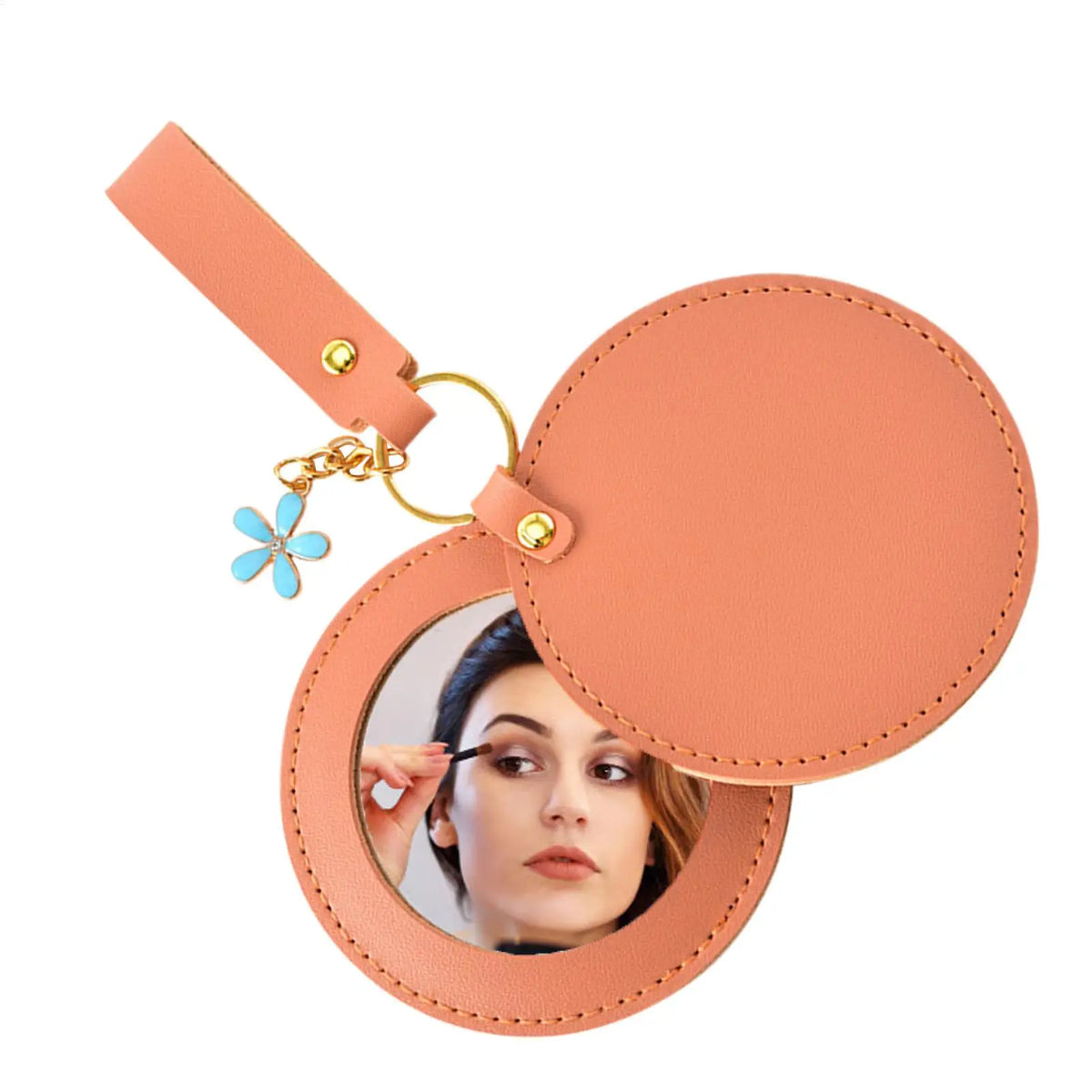 PU Leather Round Pocket Mirror – Compact Travel Makeup Mirror Compact Makeup Mirror PLUSH