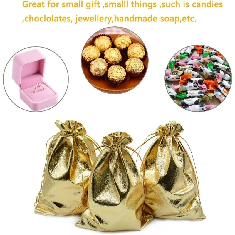 Gold & Silver Organza Drawstring Gift Bags – 10/20/50pcs Organza Gift Bags PLUSH