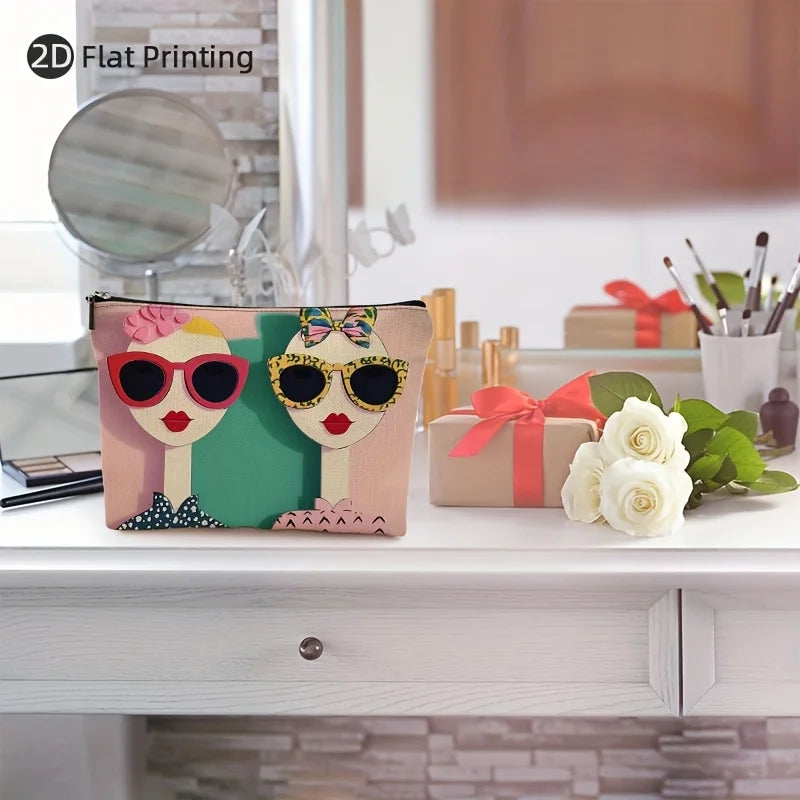 Ladies' Printed Cosmetic Bag – Travel Zipper Pouch & Organizer Cosmetic Travel Bag PLUSH