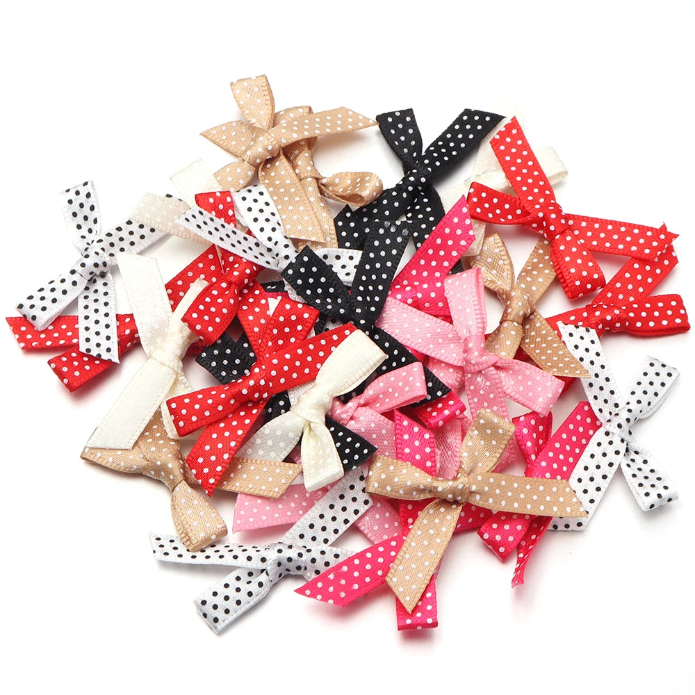 30pcs Polka Dot Ribbon Bows – DIY Hair & Sewing Craft Ribbon Bow Craft Supplies PLUSH mixed
