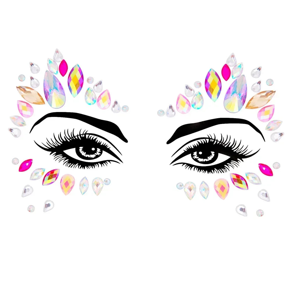 Crystal Face Gems Rhinestone Temporary Tattoo Stickers Face Gem Stickers PLUSH 53