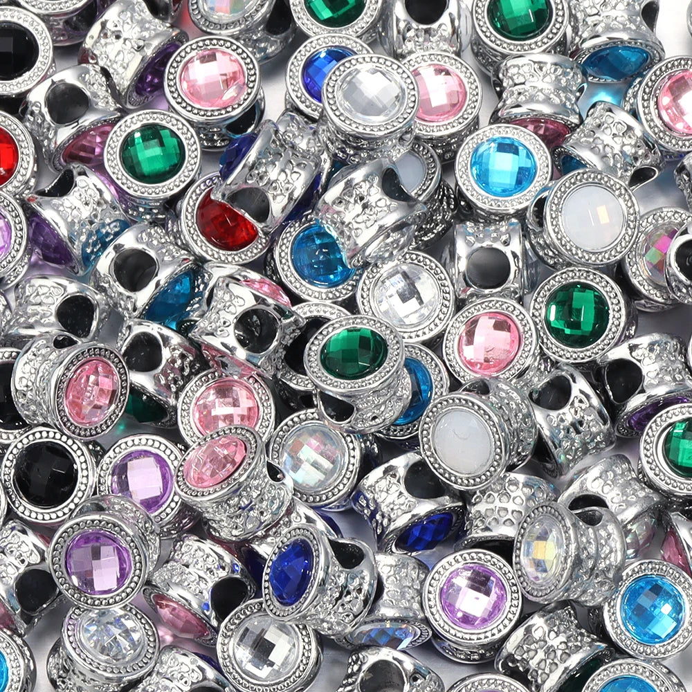 10pcs Rhinestone Barrel Beads Big Hole – DIY Jewelry Making Rhinestone Barrel Beads PLUSH