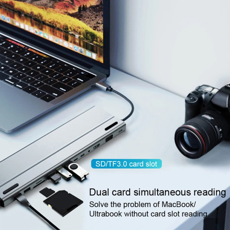 14-in-1 USB-C Hub Docking Station HDMI VGA RJ45 SD Card USB-C Docking Station PLUSH