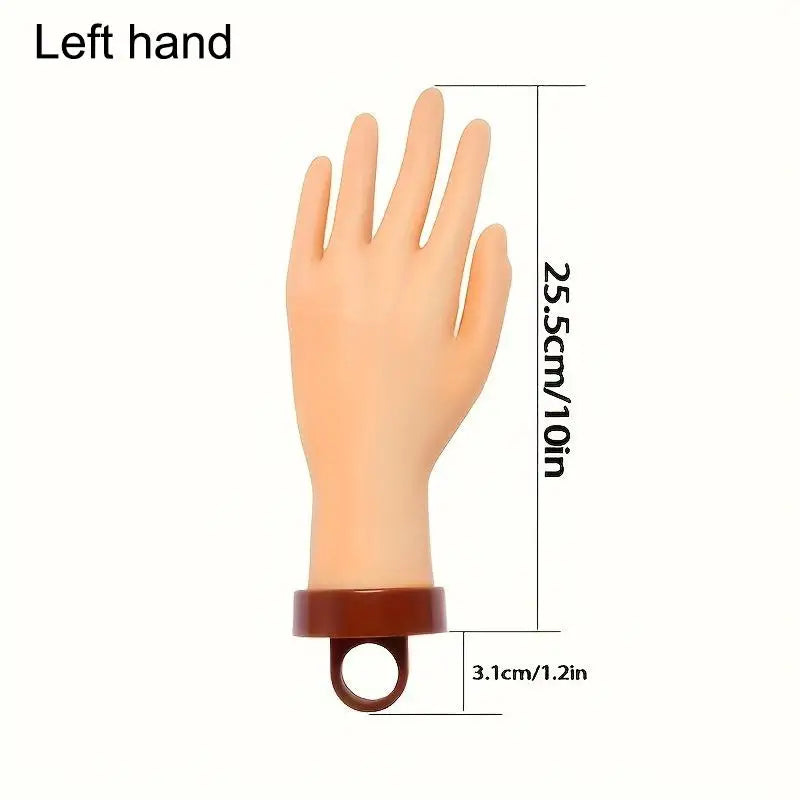 Nail Practice Mannequin Hand – Flexible Fingers & Desk Bracket Nail Practice Hand PLUSH Left hand