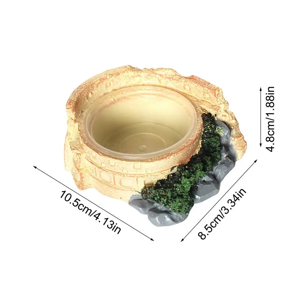 Tree Stump Reptile Feeding Dish & Water Bowl | Resin Terrarium Reptile Feeding Dish PLUSH A 1PC