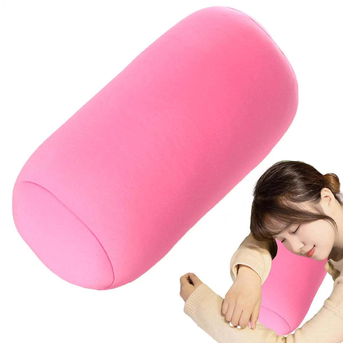 Microbead Cylindrical Roll Pillow – Soft Travel & Neck Support Microbead Roll Pillow PLUSH