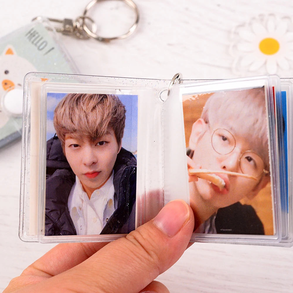 Mini Keychain Photo Album 16 Pockets 2 Inch Picture Holder Mini Photo Album PLUSH