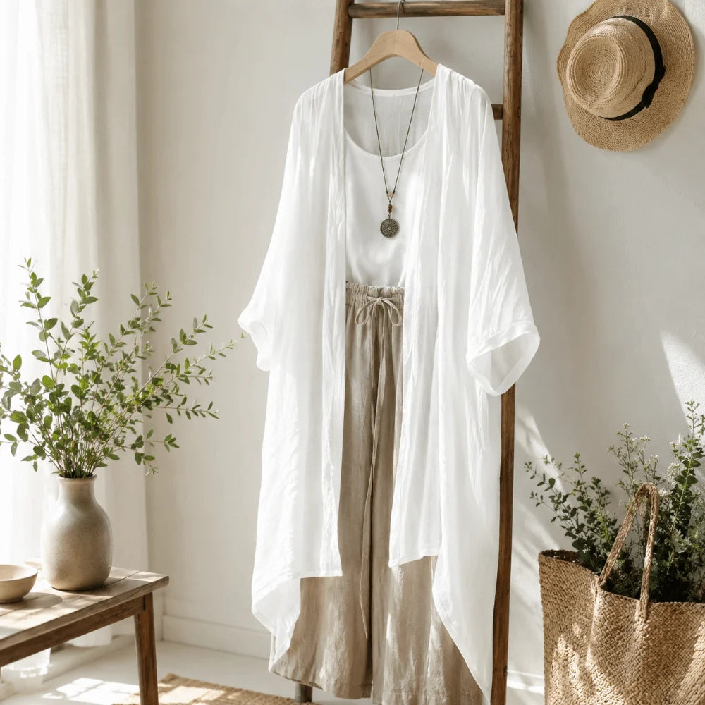 Women's Loose Linen Cardigan – Lightweight Summer Cover-Up Women's Cardigan PLUSH