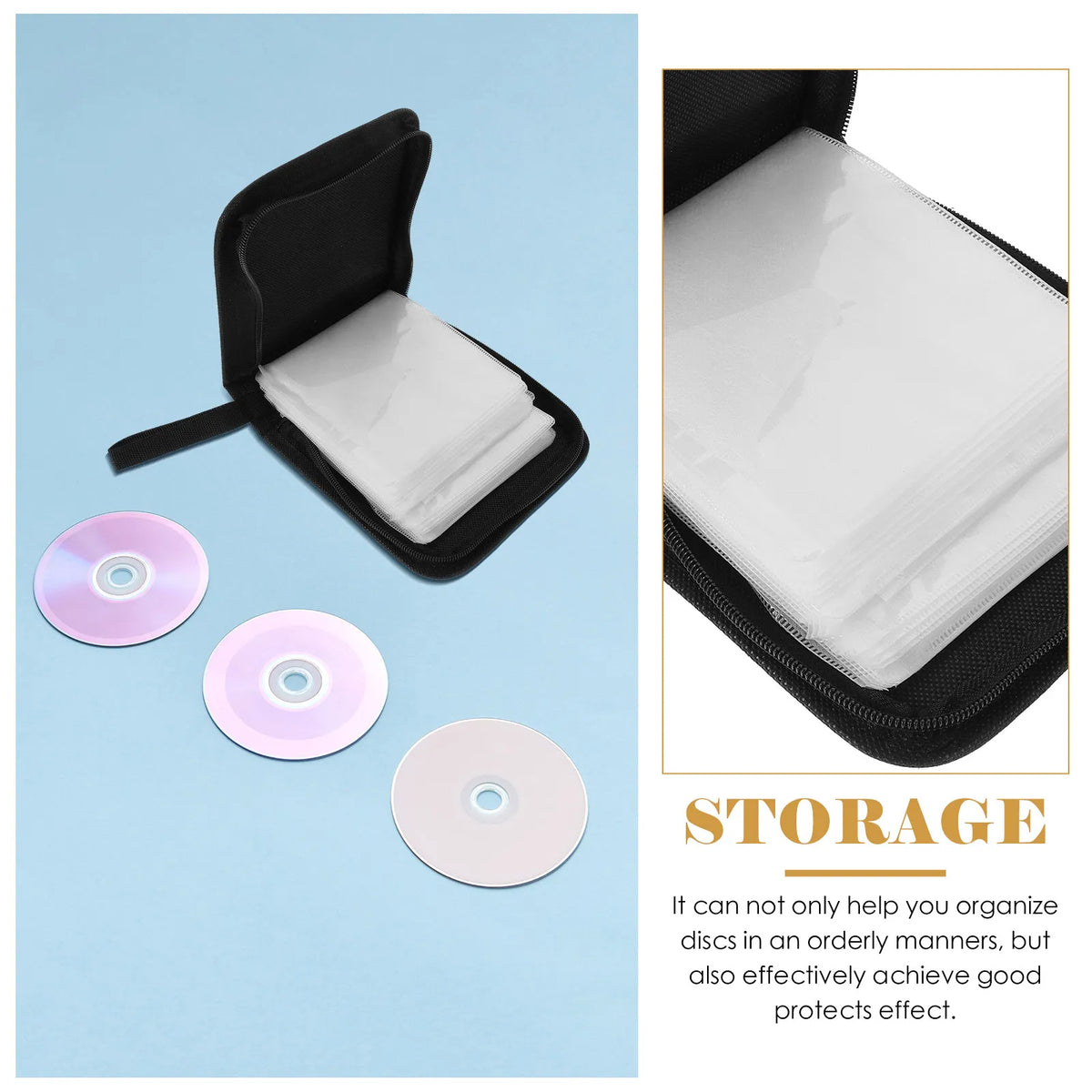 Foxnovo 40-Pocket CD DVD Organizer Bag | Zipper Disc Case CD DVD Organizer Bag PLUSH