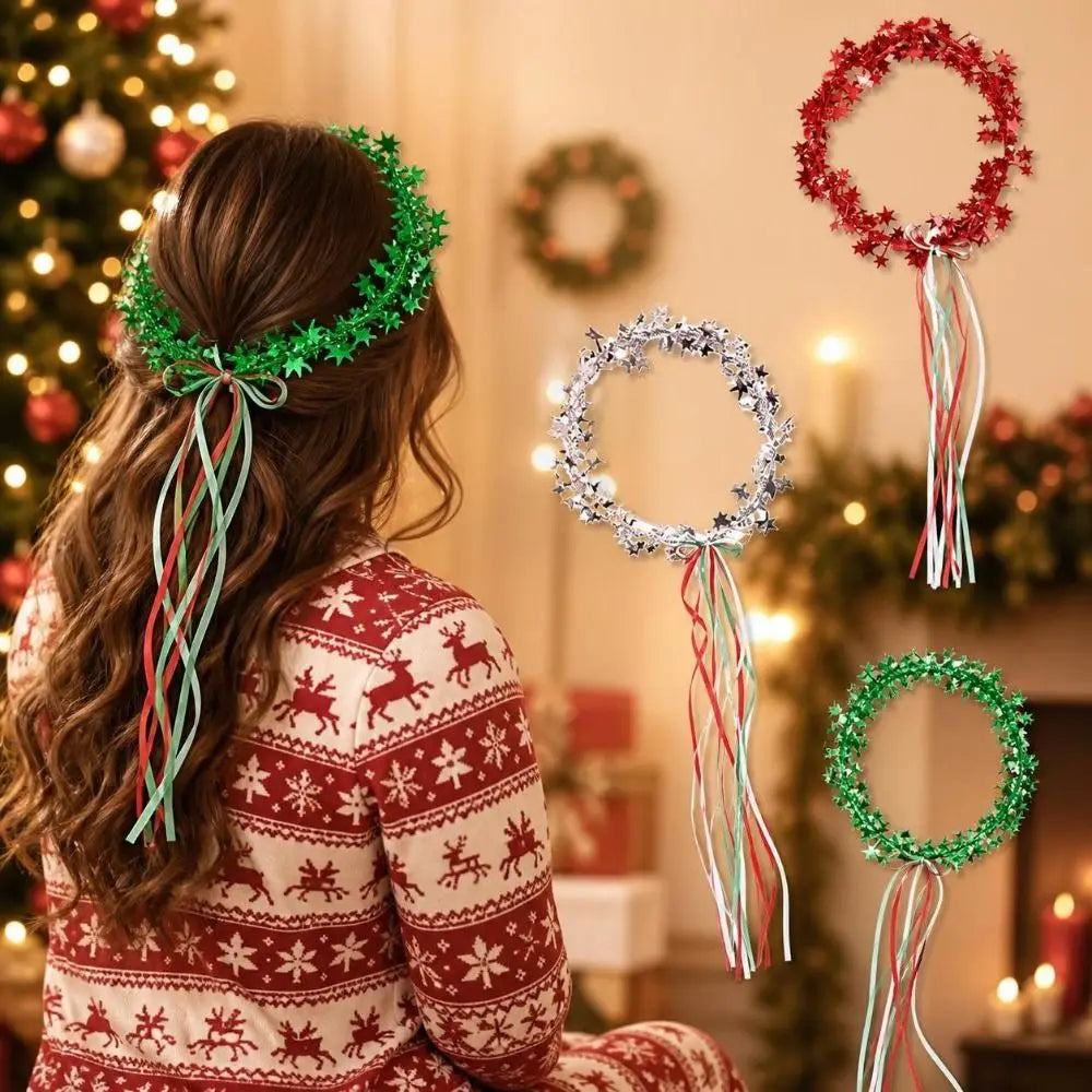 Shiny Star Christmas Headband – Festive Hair Hoop Photo Prop Christmas Headband PLUSH