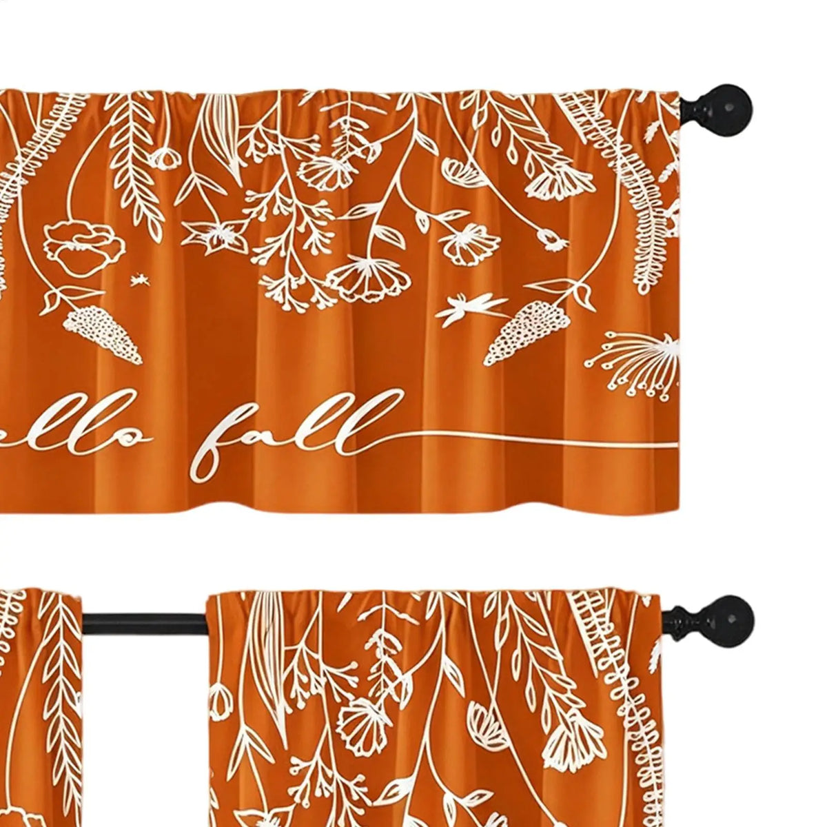 3-Piece Autumn Leaves Kitchen Curtain Set | Fall Window Decor Kitchen Curtain Set PLUSH