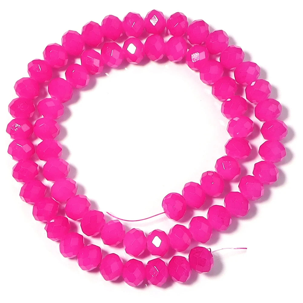 Rose Red Faceted Rondelle Crystal Spacer Beads | DIY Jewelry Crystal Spacer Beads PLUSH 8x6mm