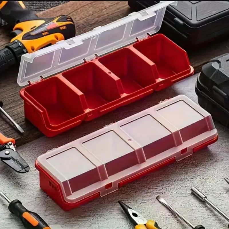 Plastic 4-Compartment Screw Organizer Box with Secure Lid Parts Storage Box PLUSH