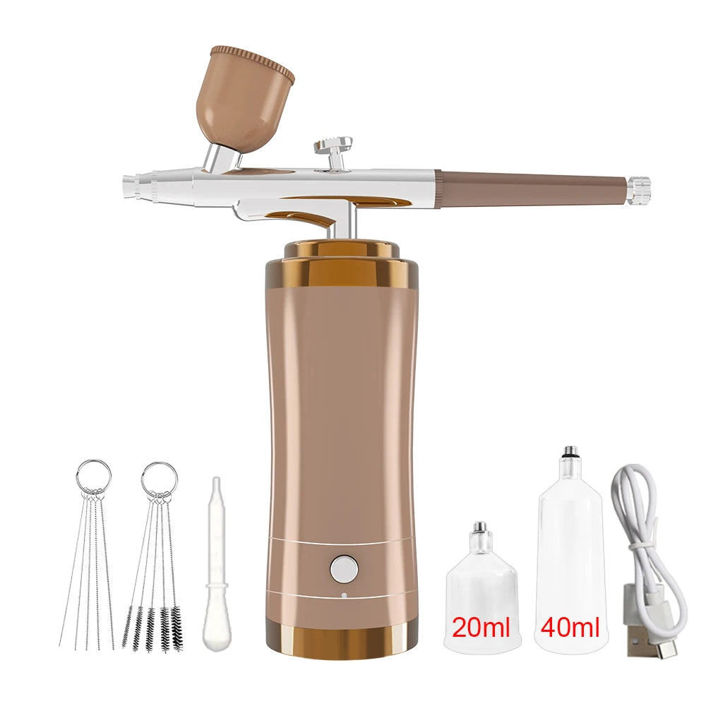 Wireless Airbrush Kit with Compressor – Nail Art & Crafts Nail Art Airbrush PLUSH Gold
