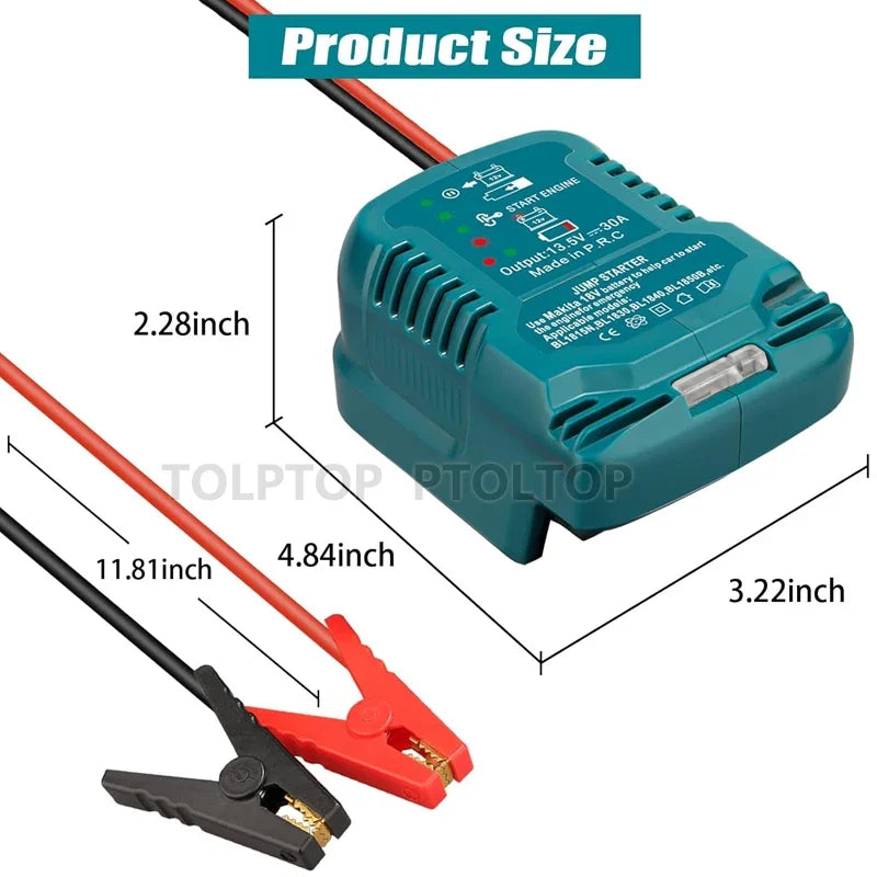 ZWINCKY 18V Jump Starter Cables for Makita/DeWalt/Milwaukee Jump Starter Adapter PLUSH