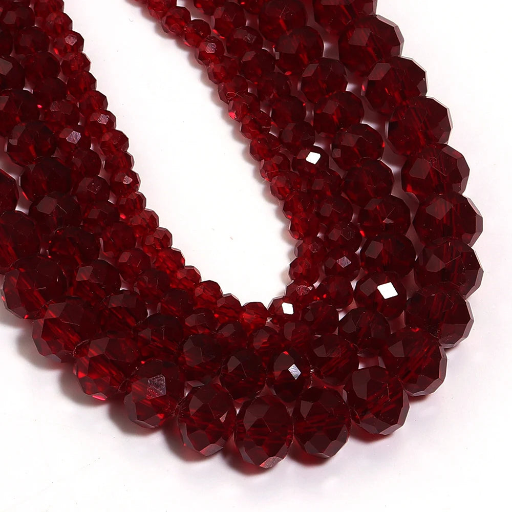 Wine Red Faceted Crystal Glass Abacus Beads 3–8mm | DIY Jewelry Glass Abacus Beads PLUSH