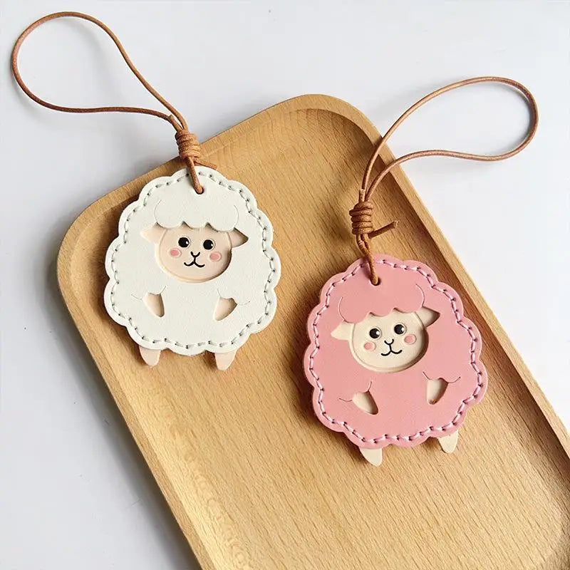 PU Leather Lamb Keychain – Cute Animal Bag Charm & Keyring Novelty Keychain Charm PLUSH