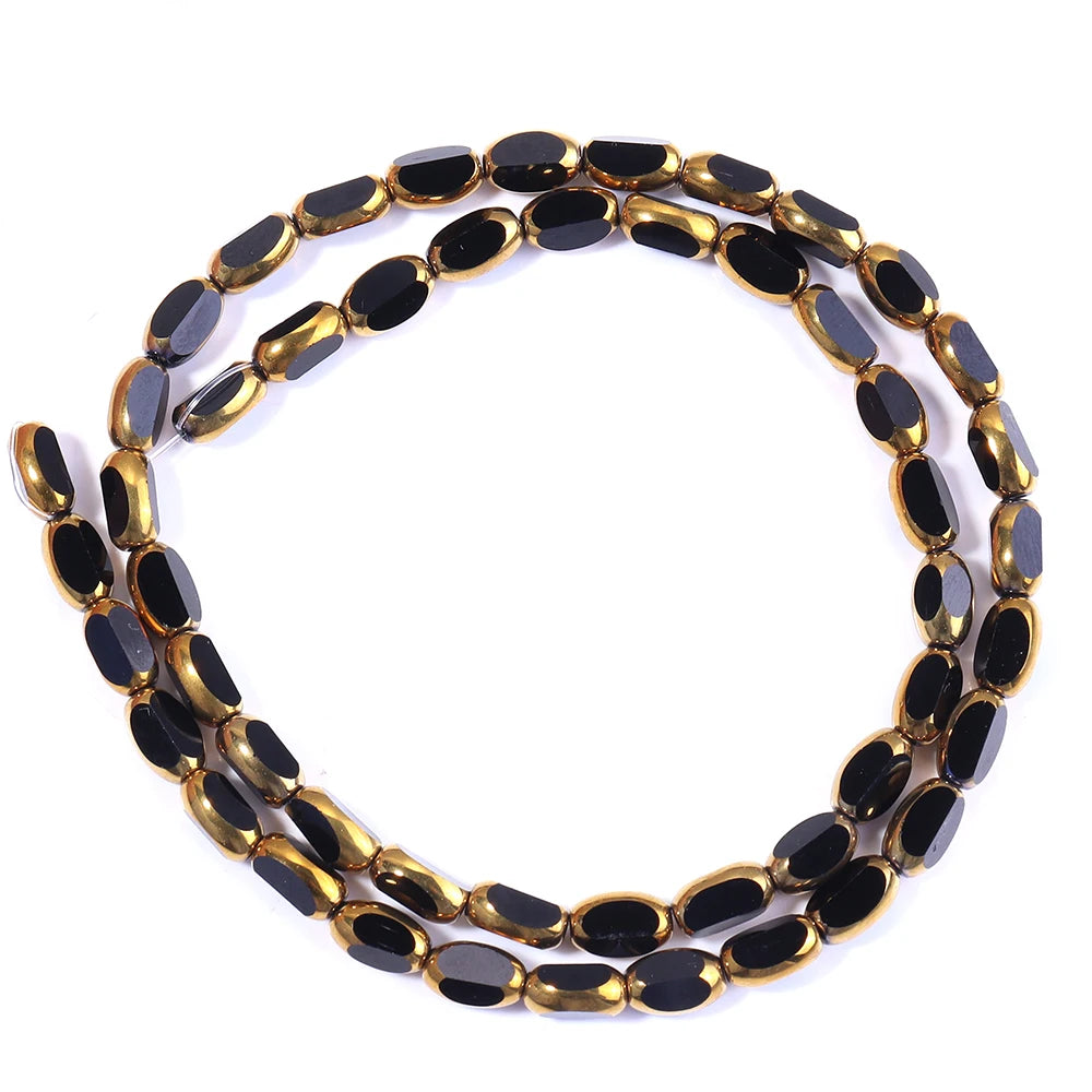 Faceted Oval Rice Crystal Glass Beads Gold Rim ~45pcs DIY Crystal Glass Beads PLUSH Solid Black
