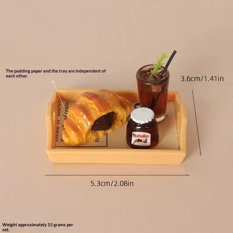 Miniature Coffee & Pastry Set – 1:12 Dollhouse Diorama Decor Dollhouse Accessory Set PLUSH A7
