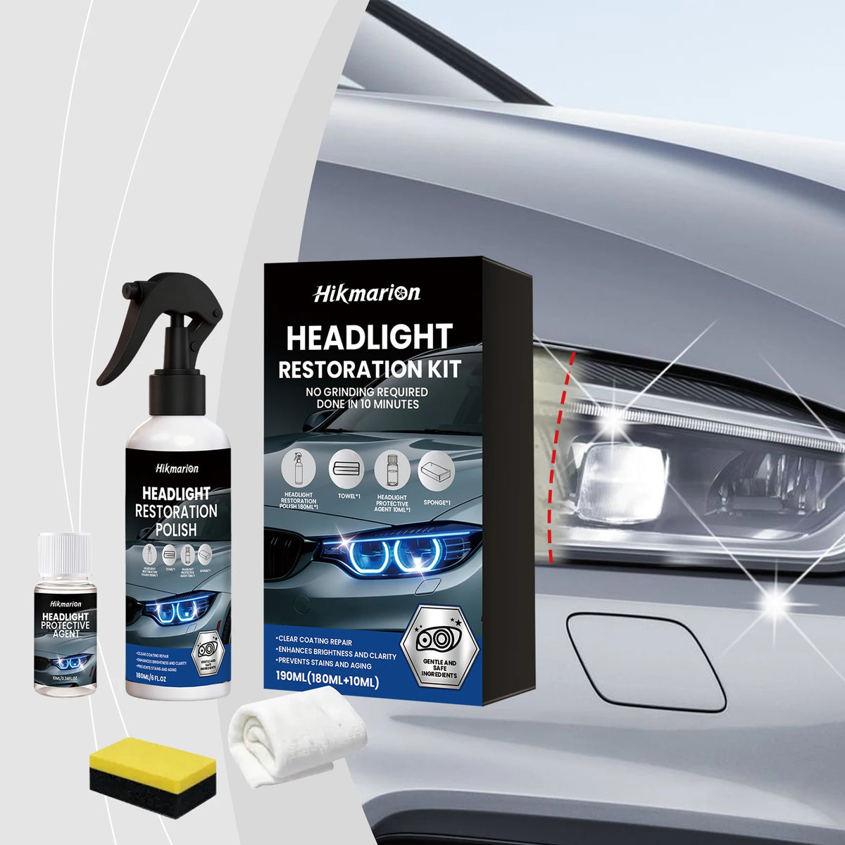 Headlight Restoration Kit – Remove Yellowing & Oxidation | Hikmarion Headlight Restoration Kit PLUSH