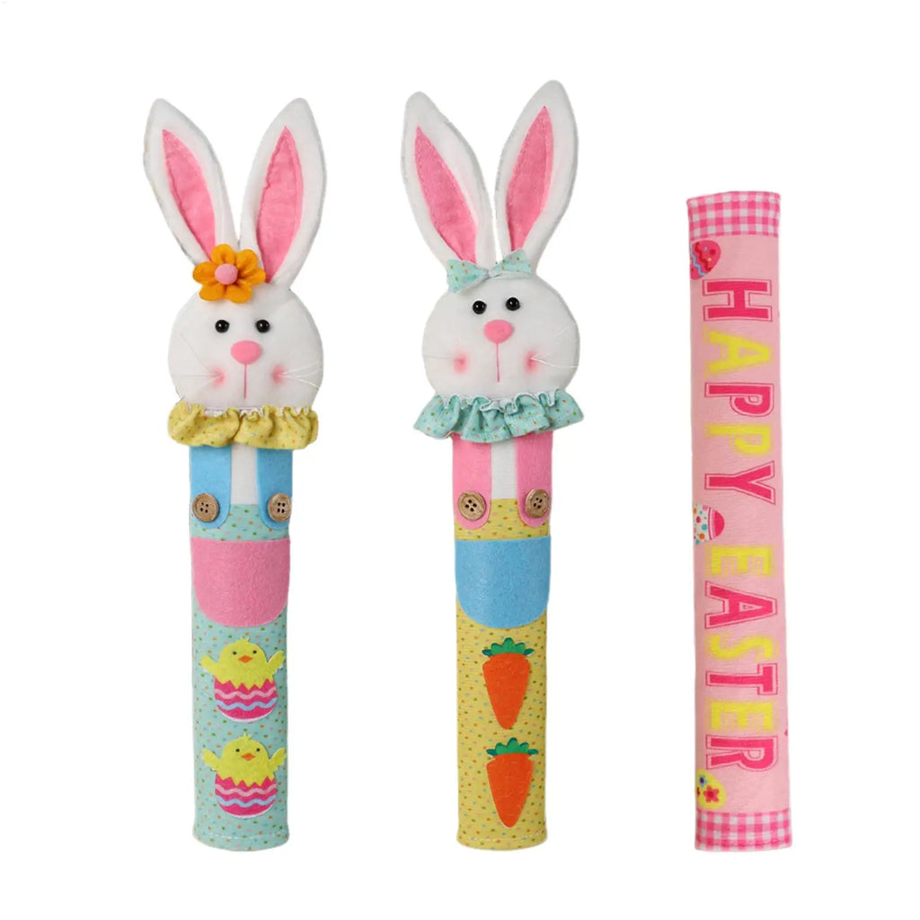 Easter Bunny Fridge Handle Covers 3-Piece Non-Slip Set Appliance Handle Covers PLUSH
