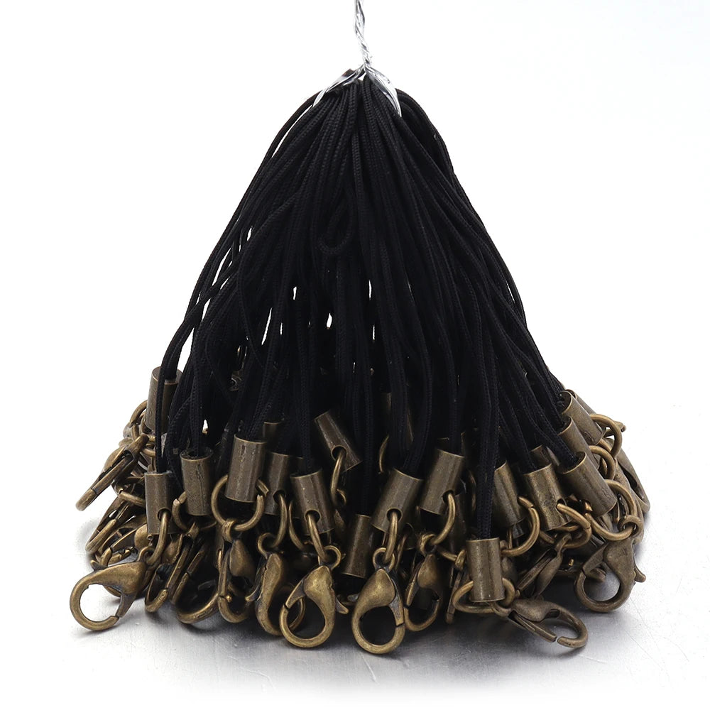 Lobster Clasp Phone Strap Polyester Cord & Jump Ring – 20-100pcs Jewelry Findings Set PLUSH Antique Bronze 20pcs