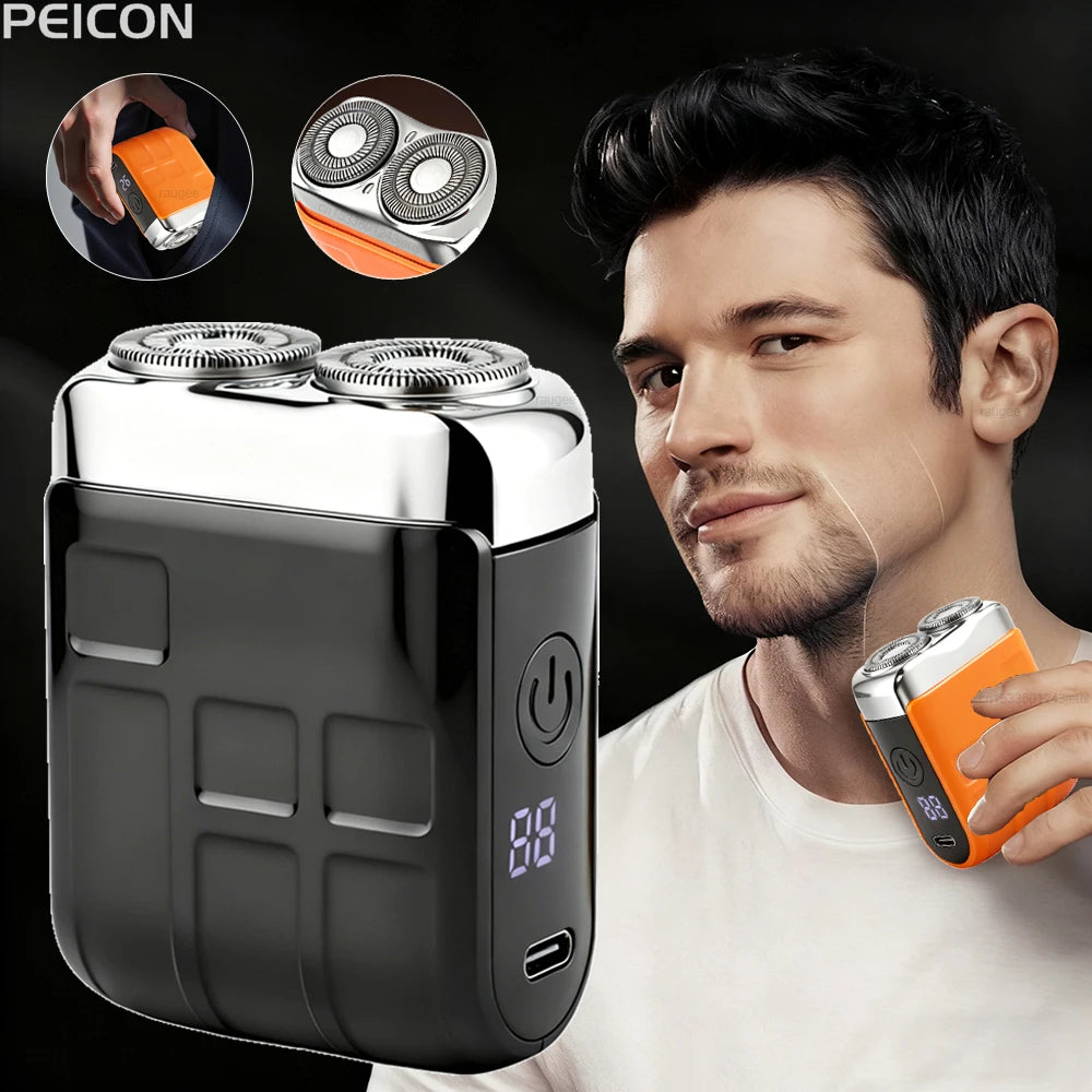 Raugee Mini Electric Shaver for Men – Dual Blade Rotary Razor Electric Shaver PLUSH