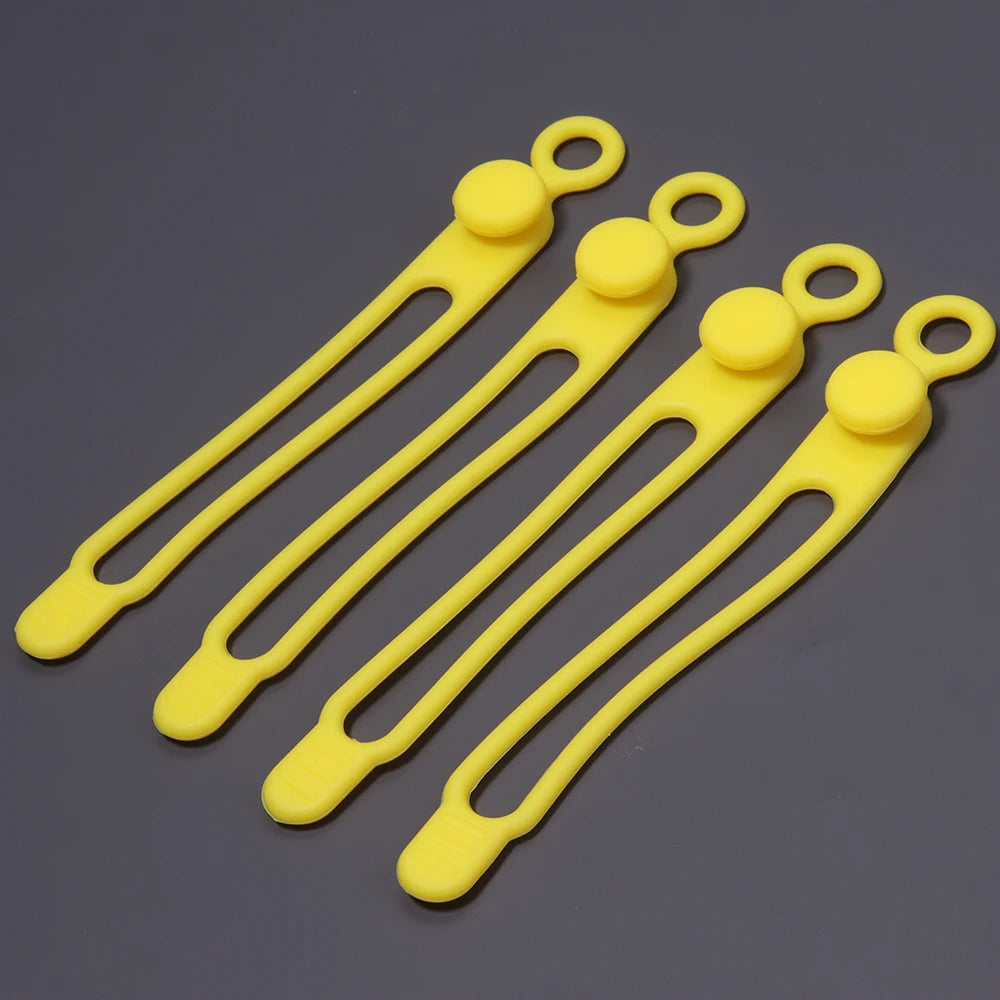 4pcs Silicone Cable Ties Multicolor Reusable Cord Organizer Cable Organizer Ties PLUSH yellow