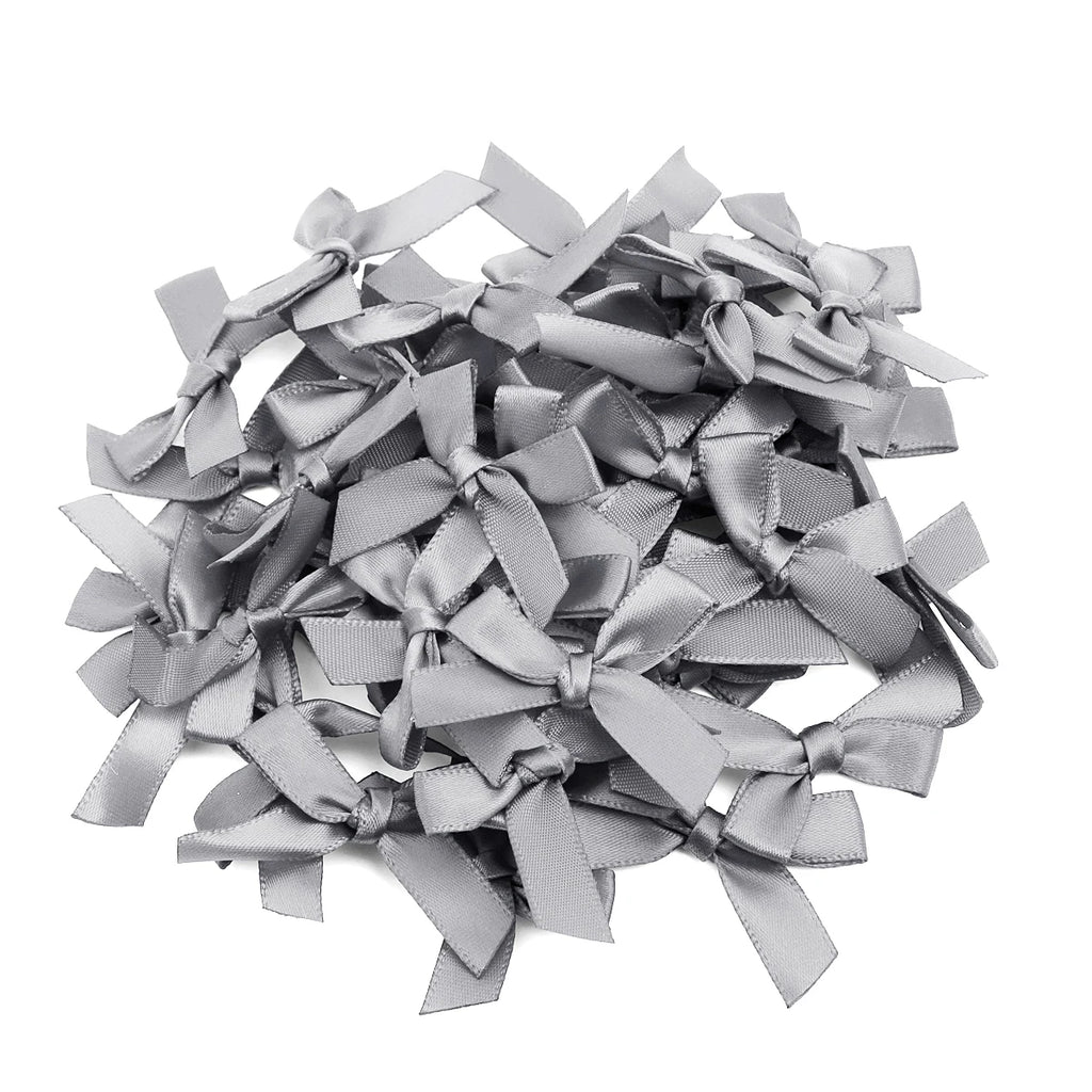 50pcs Satin Ribbon Bows 3.5x4cm – Multicolor DIY Decoration Ribbon Bows PLUSH Gray 3.5x4cm