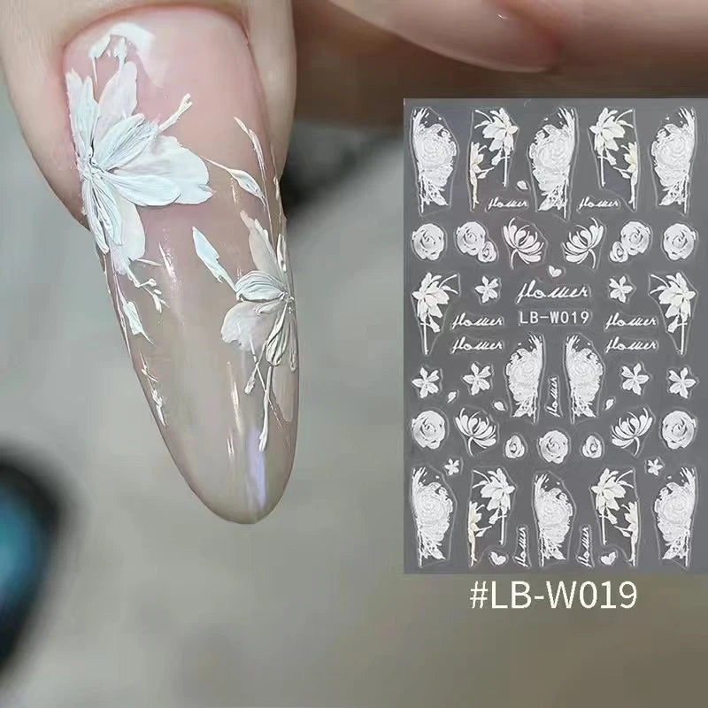 Ice Flower Nail Art Decals – Elegant Floral Adhesive Stickers Nail Art Stickers PLUSH
