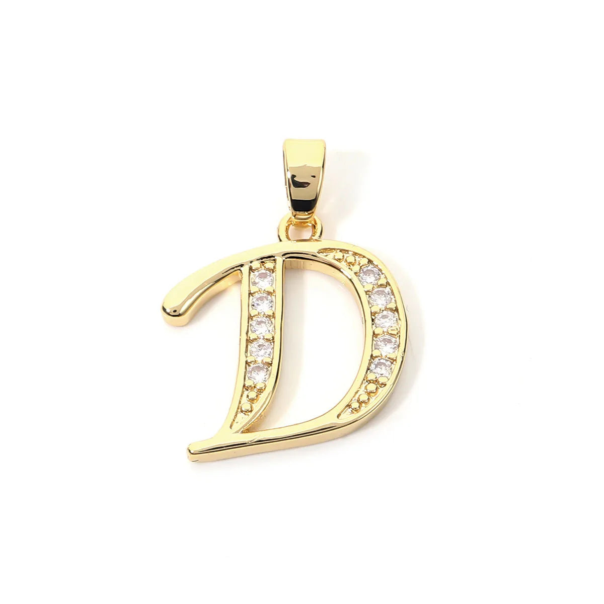 Metal A-Z Zircon Initial Letter Charm Pendant – DIY Jewelry Initial Letter Charm PLUSH D 15.5X16mm