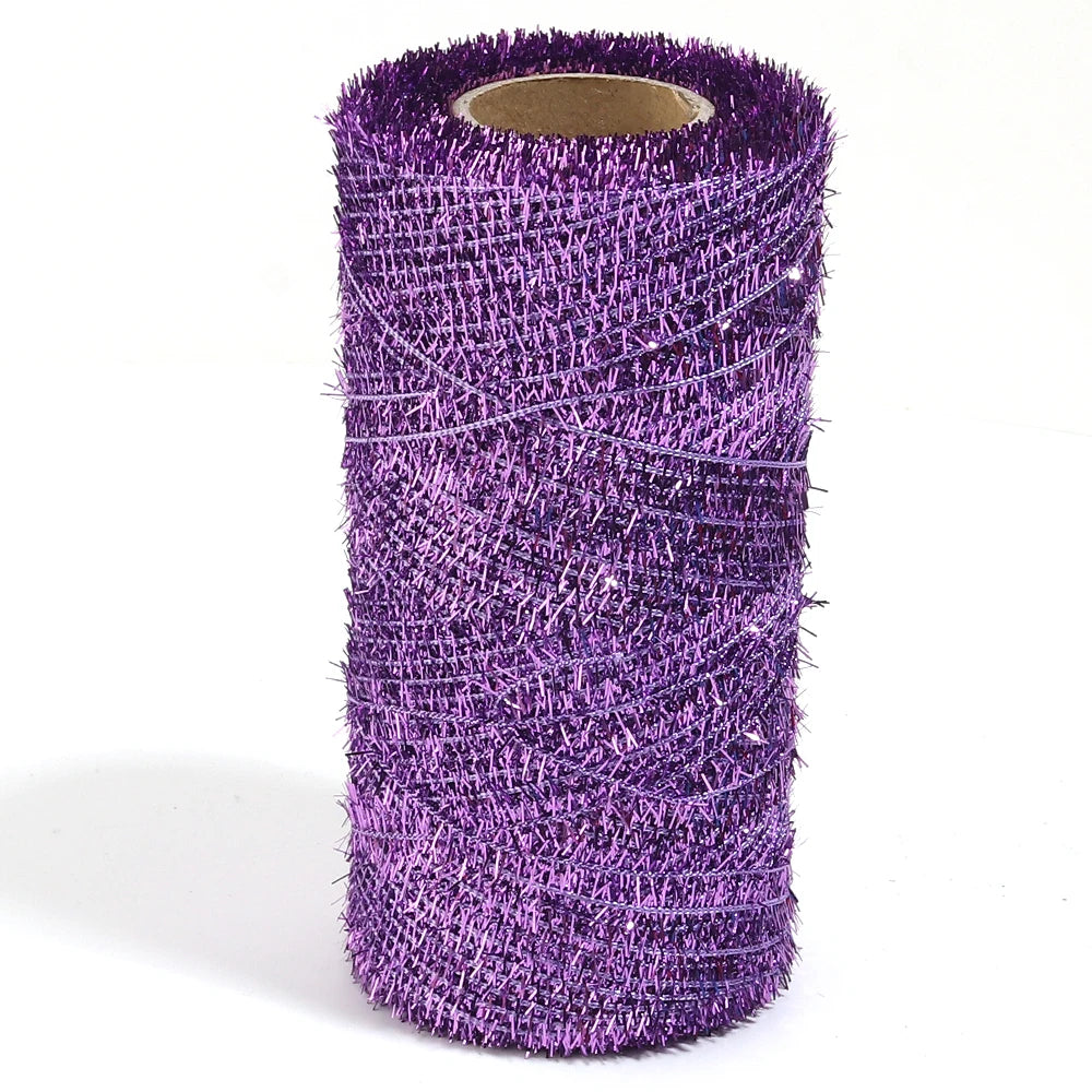 200 Yards Metallic Glitter Tinsel Yarn – DIY Gift & Craft Cord Craft Yarn Thread PLUSH purple