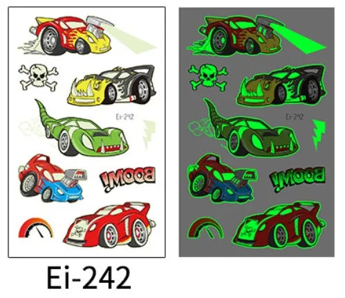 Glow in the Dark Motorcycle Tattoo Stickers for Kids – Waterproof Temporary Tattoo Stickers PLUSH 242