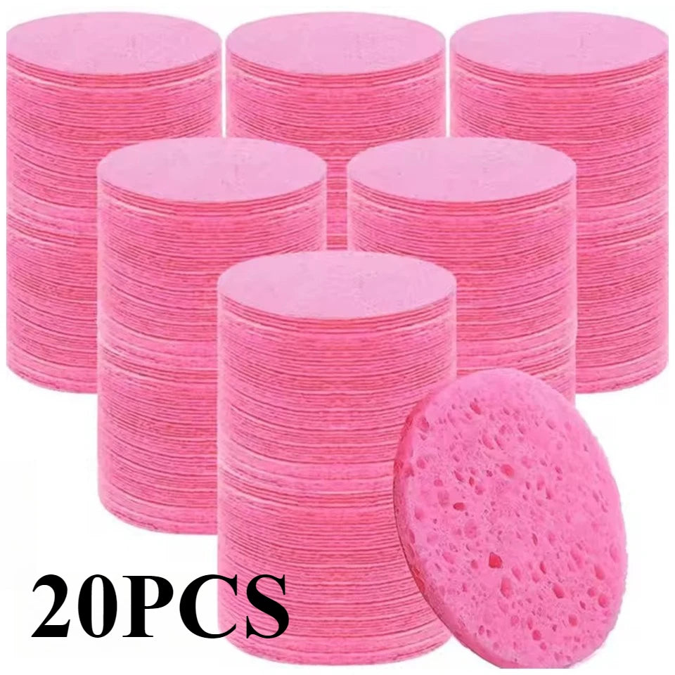 Reusable Round Facial Cleansing Sponges 10/20pcs – Pink Facial Cleansing Sponges PLUSH Pink-20PCS