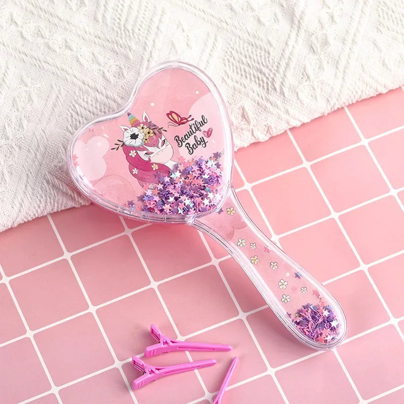 Unicorn Heart Detangling Hair Brush – Pink Massage Comb Detangling Hair Brush PLUSH