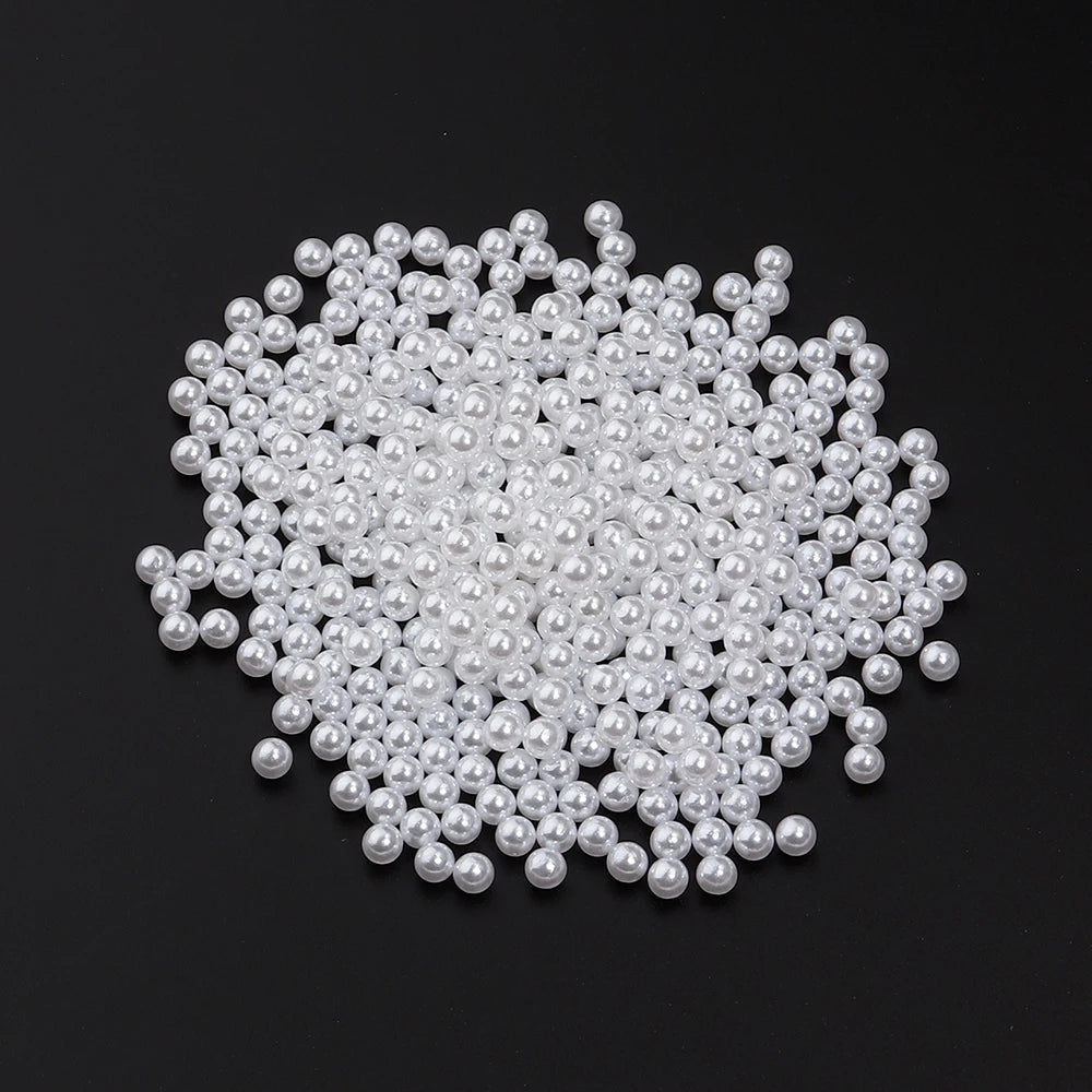 Vintage White ABS Pearl Beads No Hole – 10-1000pcs DIY Craft Loose Craft Beads PLUSH 4mm x 500pcs